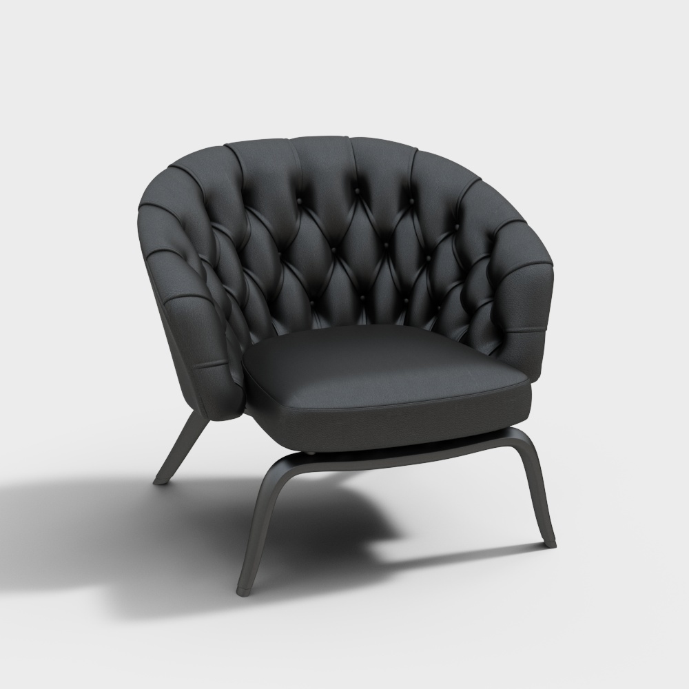 Poltrona in pelle nera-4