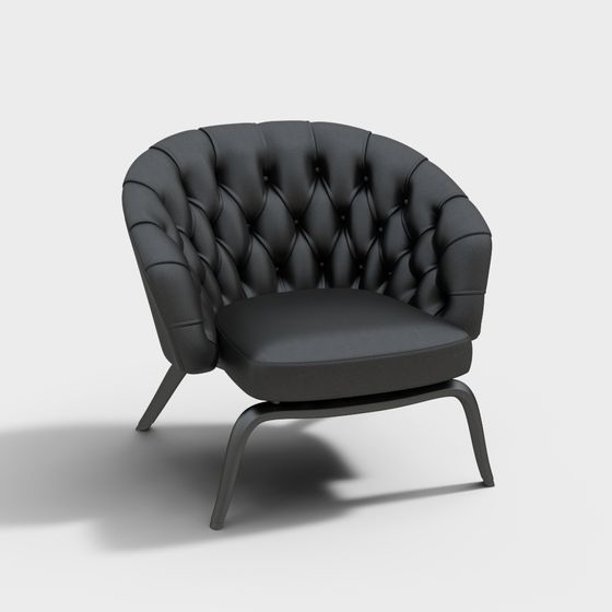 Poltrona in pelle nera-4