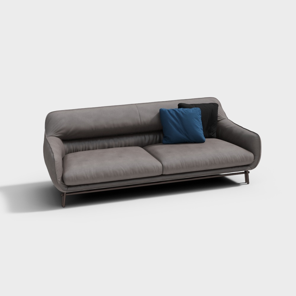 Esedra_视角_皮革沙发_双人沙发_灰色