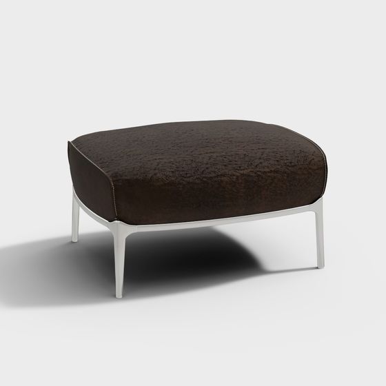 Leather Footstool 3D Model for Modern and Vintage Spaces