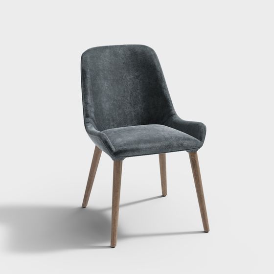 Elegant Grey Fabric Chair 3D model for Home Decor