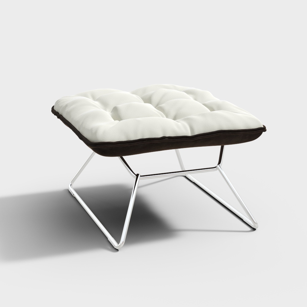 Contemporary Black Ottoman 3D Model – Leather Upholstery