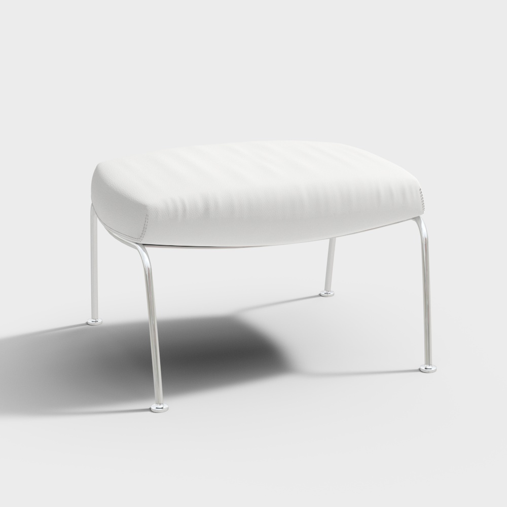 Urban Minimalist Stool 3D Model – White Leather Seat