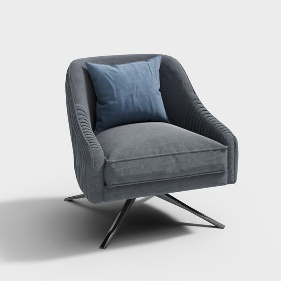 Stylish Gray Velvet Armchair 3D model for Contemporary Spaces