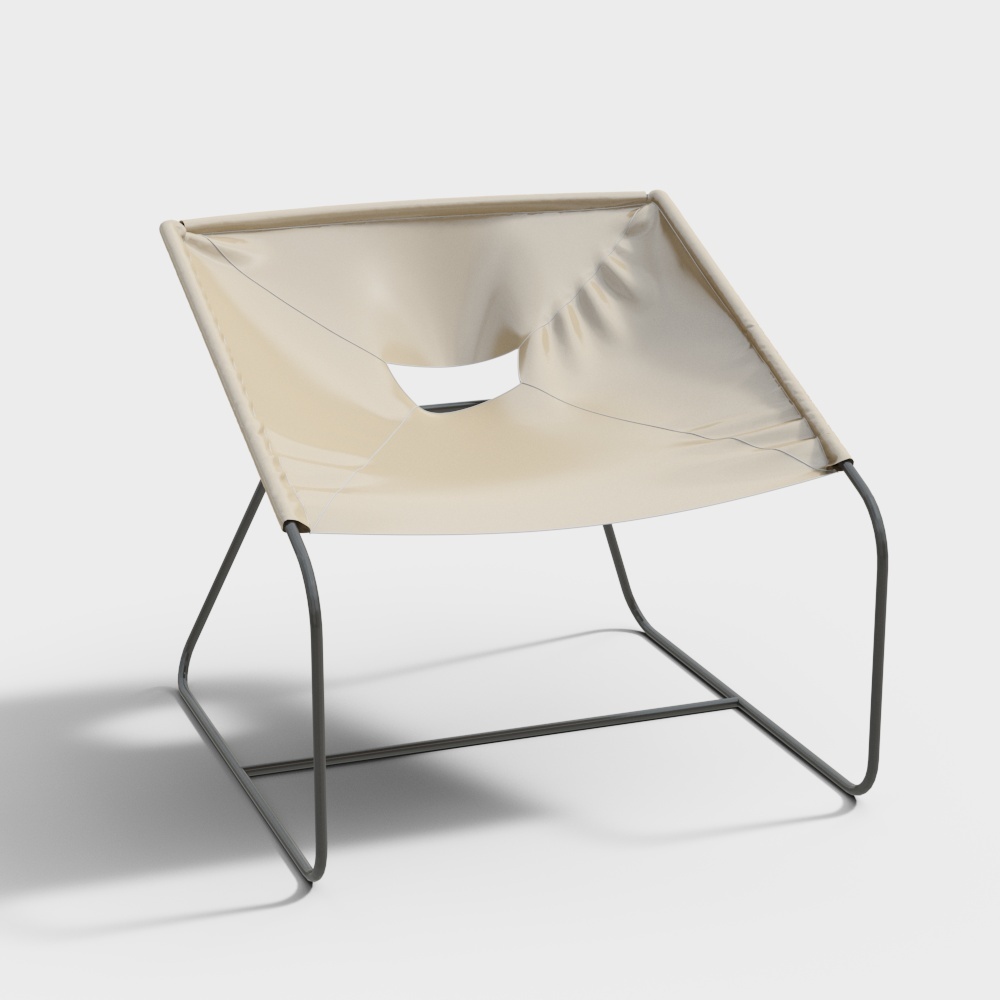 Urban Relaxation Chair 3D Model – Metal Frame & Leather