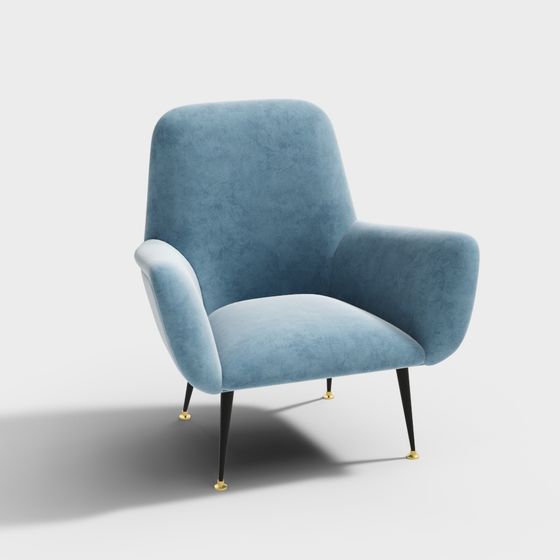 Stylish Blue Velvet Sofa 3D model for Modern Interiors