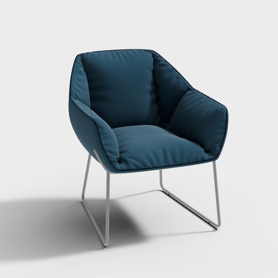 Serene Low-Polygon Lounge Chair 3D model for Relaxing Spaces