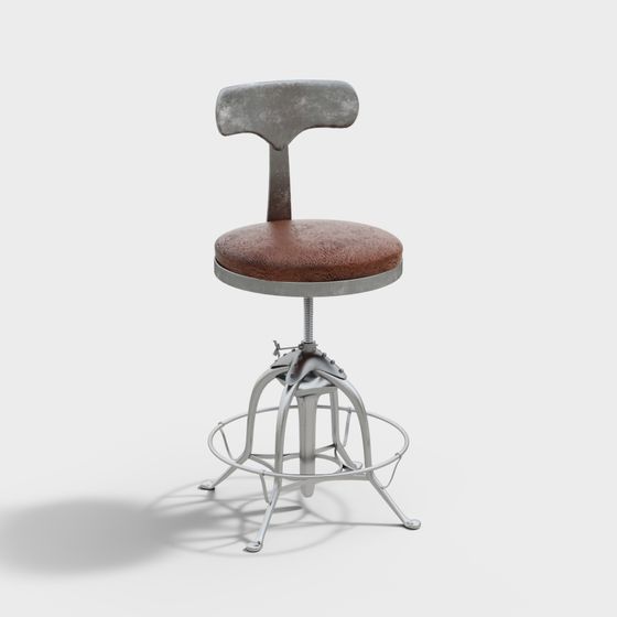 Retro Metal Bar Stool 3D model for Industrial Designs