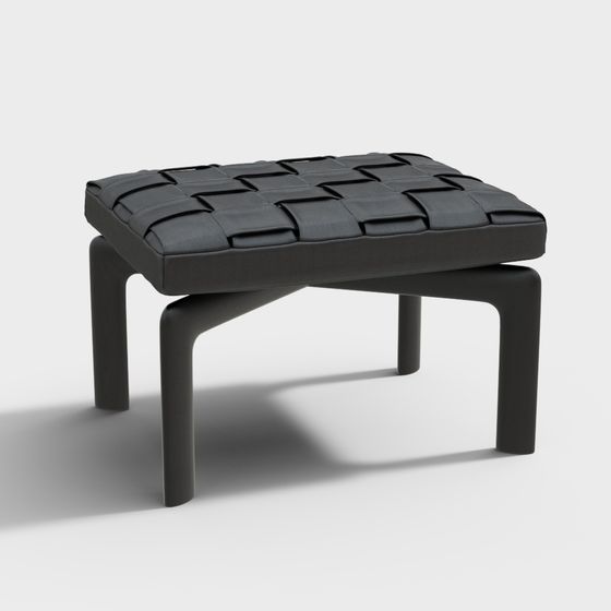 Stylish Woven Leather Stool 3D model