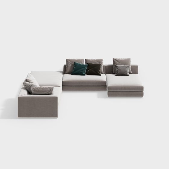 Elegant Low-Polygon 3D Sofa Model for Modern Interiors