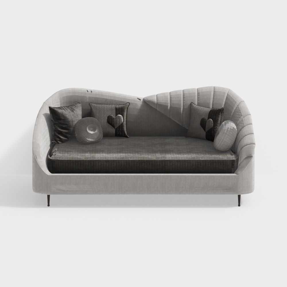 Stylish Curved Sofa 3D model for Modern Interiors