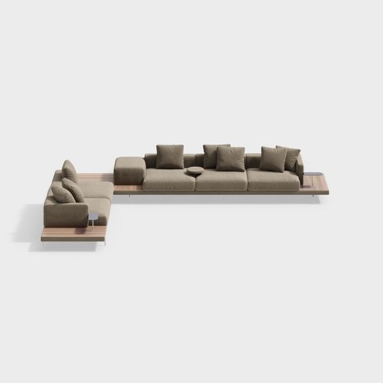 Elegant Low-Polygon Sofa 3D Model