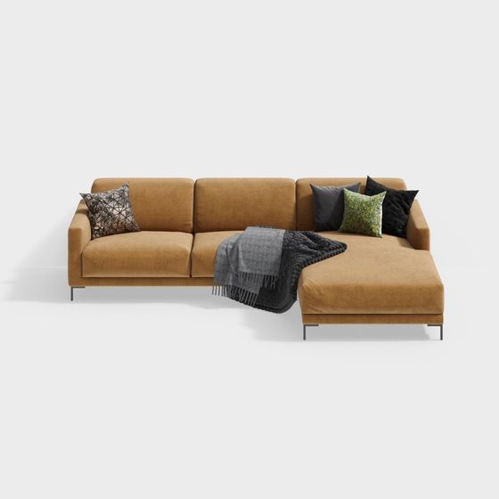 Cozy Corner Sofa 3D model - Modern Minimalist Design
