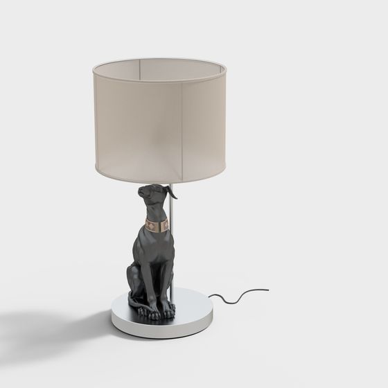 Elegant Dog-Inspired Table Lamp 3D model