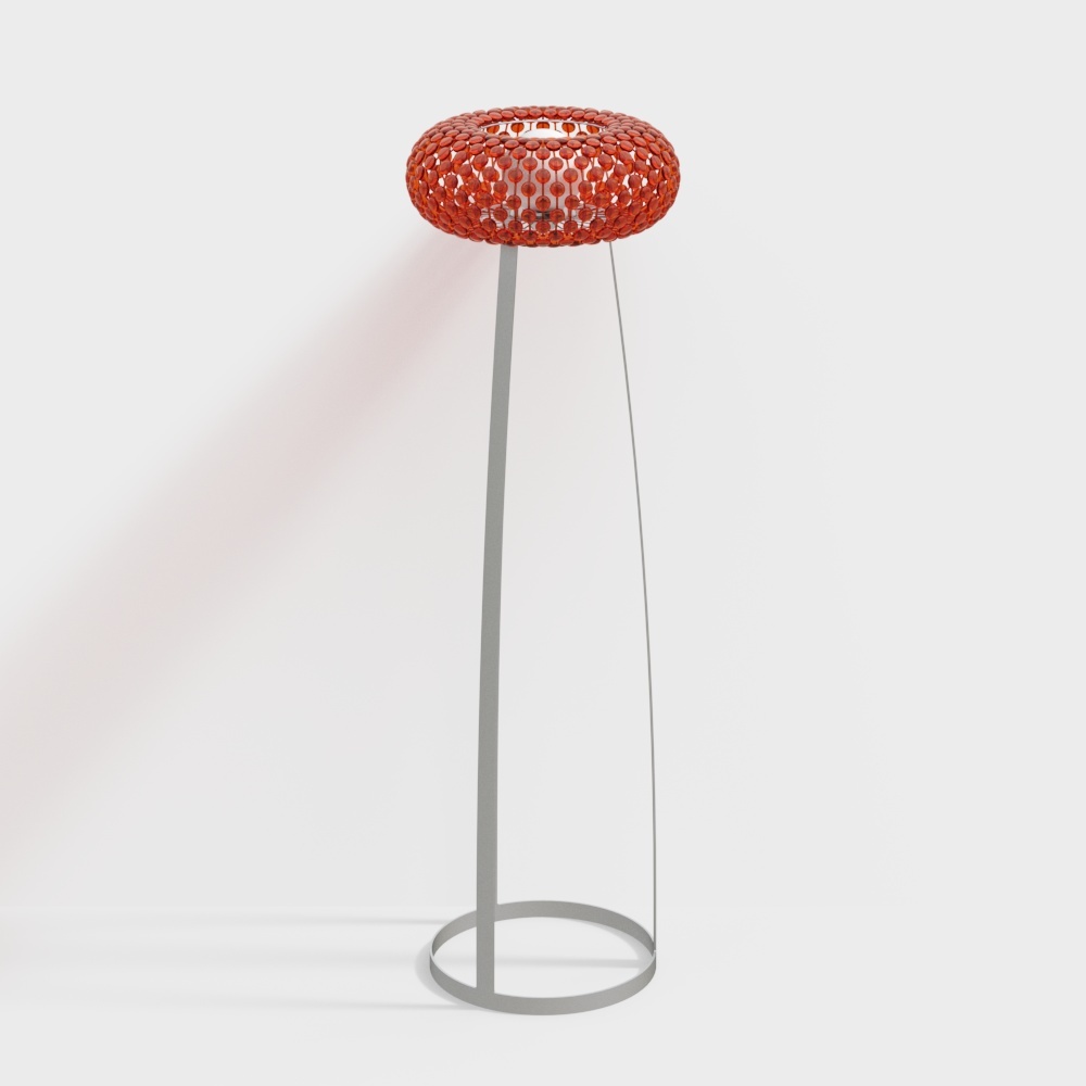 Crystal Lamp Column 3D Model – Red Bead Sphere Design