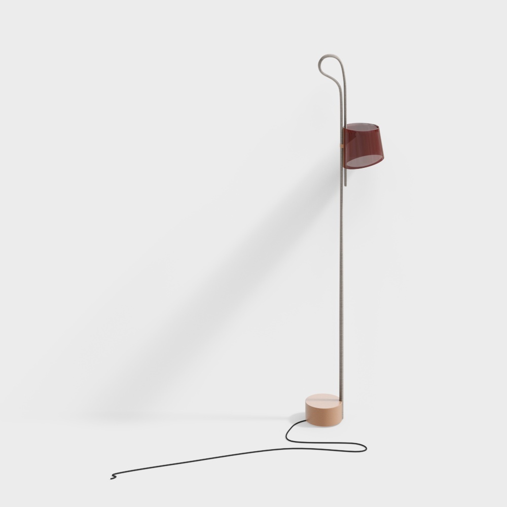 Modern Low-Polygon Floor Lamp – Minimalist Red Shade Design
