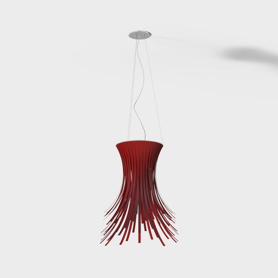 Unique Low-Polygon Red Gradient Chandelier 3D model