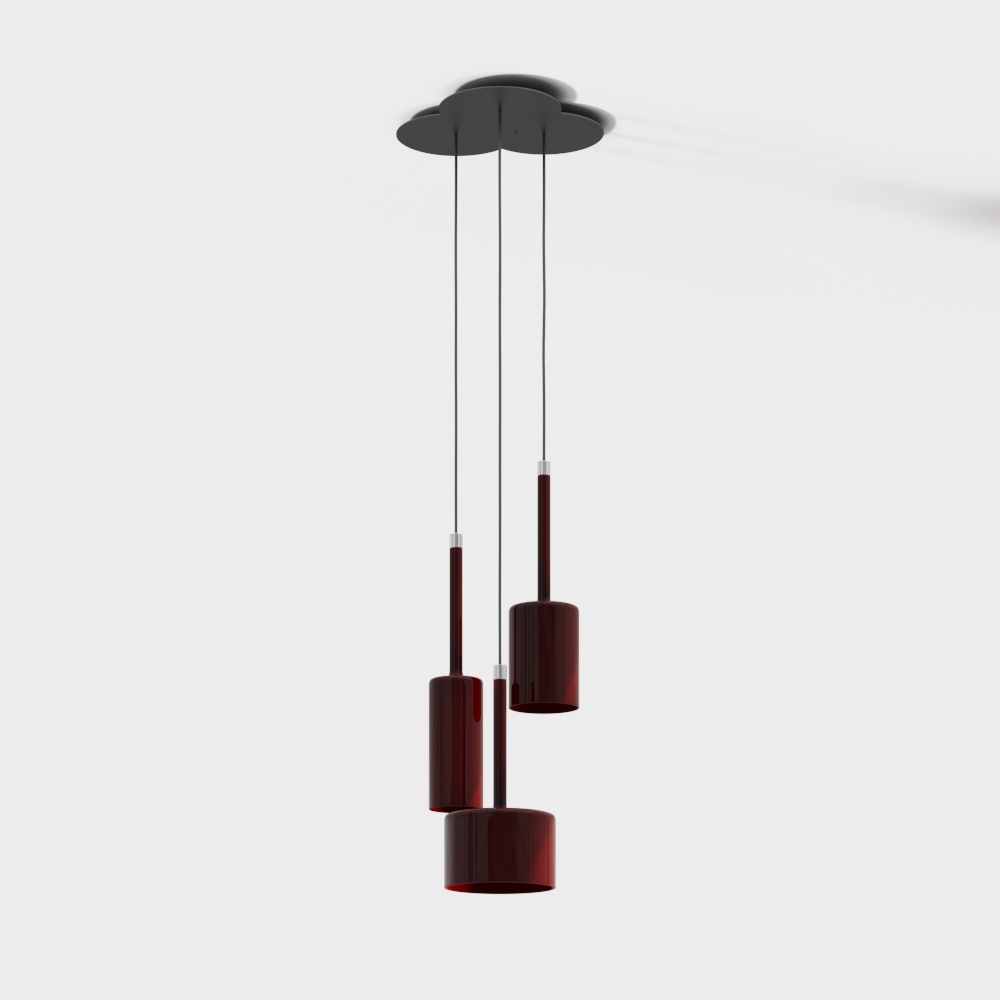 Elegant Flowing Chandelier 3D Model – Red Light Fixture