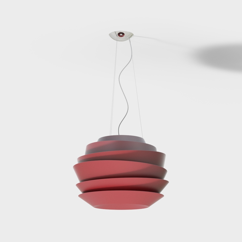 Spiral Shadow Pendant Light 3D Model – Layered Red Design