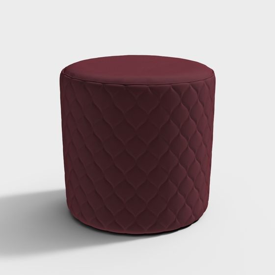 Grey Round Pouf Corolle 3D Model