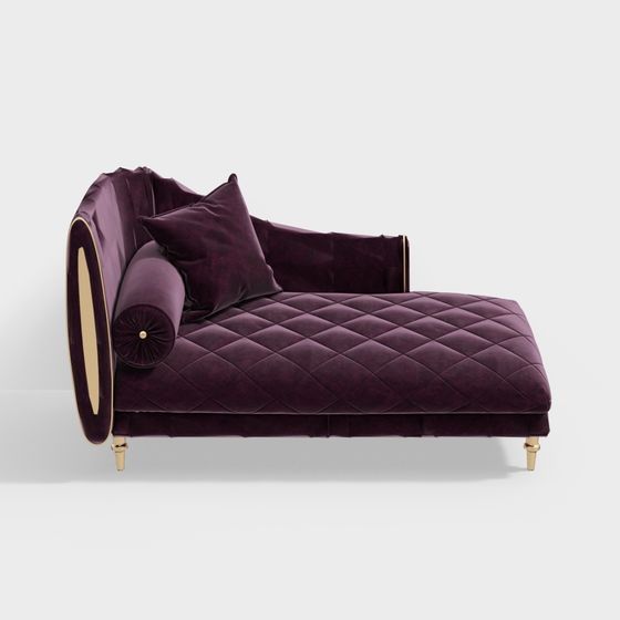 Luxurious Black Leather Chaise Lounge 3D Model