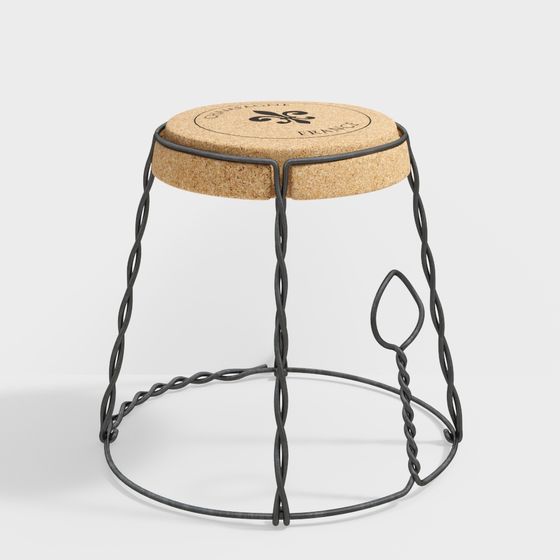 Chic Vintage Iron Stool 3D model