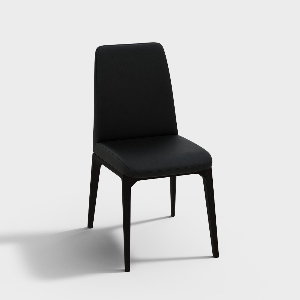 Urban Shadow Chair 3D Model – Black Leather & Wood