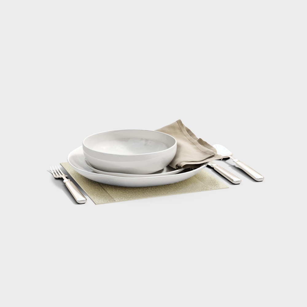 Elegant Low-Poly Dinnerware 3D Model