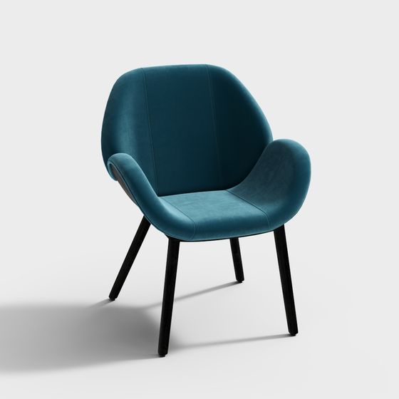 Elegant Low-Poly Peacock Blue Armchair 3D model
