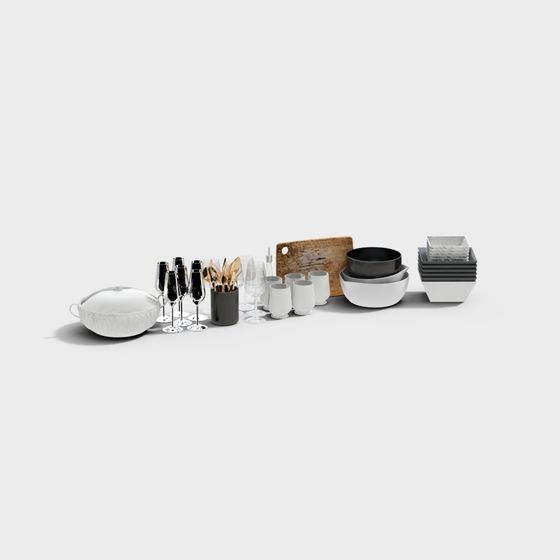 Stylish Tableware Set 3D model for Creative Projects