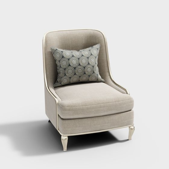 Elegant Low-Polygon Single Sofa Chair 3D model