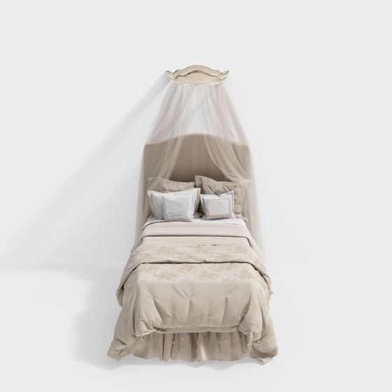 Elegant Low-Poly Bed 3D model for Cozy Interiors