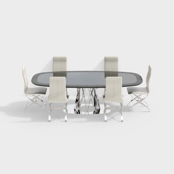 Urban Luxury Dining Table and Chair Set 3D model