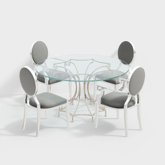 Elegant Round Table and Chairs 3D model