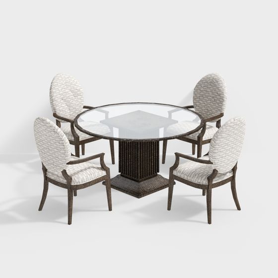 Elegant Round Table and Chairs 3D model