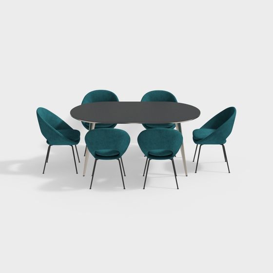Modern Minimalist Dining Table and Chairs 3D model
