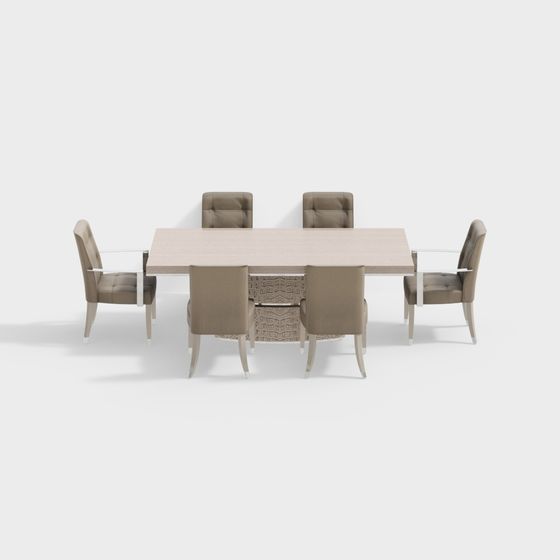 Elegant Dining Table and Chair 3D model