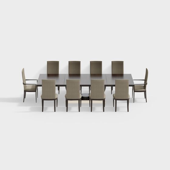 Conference Table and Chairs Set 3D model