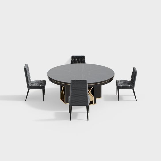 Elegant Round Table and Chairs 3D model