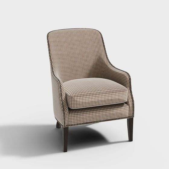 Chic Plaid Lounge Chair 3D model