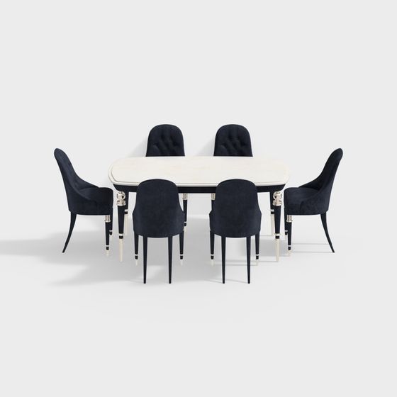 Elegant Dining Table and Chairs 3D model