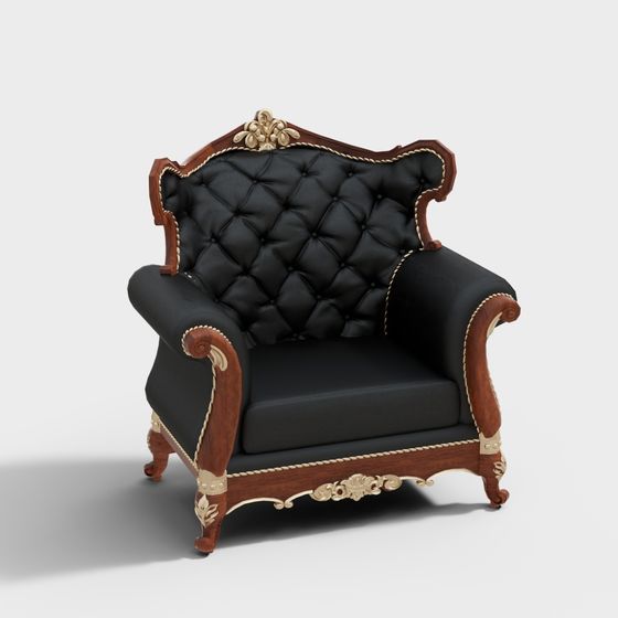 Regal Armchair 3D model in Victorian Style