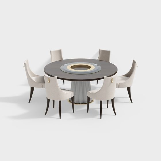 Elegant Round Dining Table 3D model