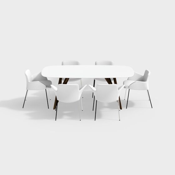 Elegant Conference Table and Chair Set 3D model