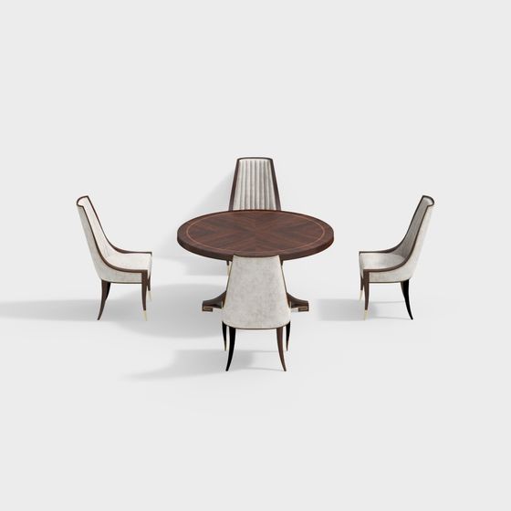 Elegant Dining Table and Chairs 3D model