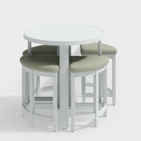Round Table and Four Chairs 3D model