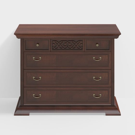 Retro Wooden Vanity Table 3D model