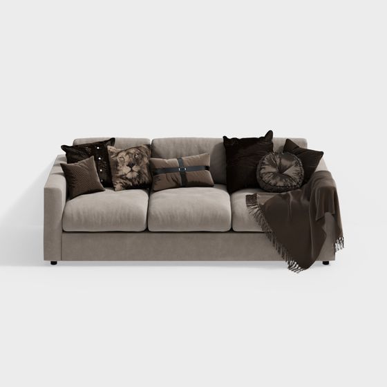 Elegant Low-Poly Sofa 3D model for Modern Interiors
