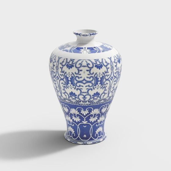 Elegant Qinghua Porcelain Vase 3D model