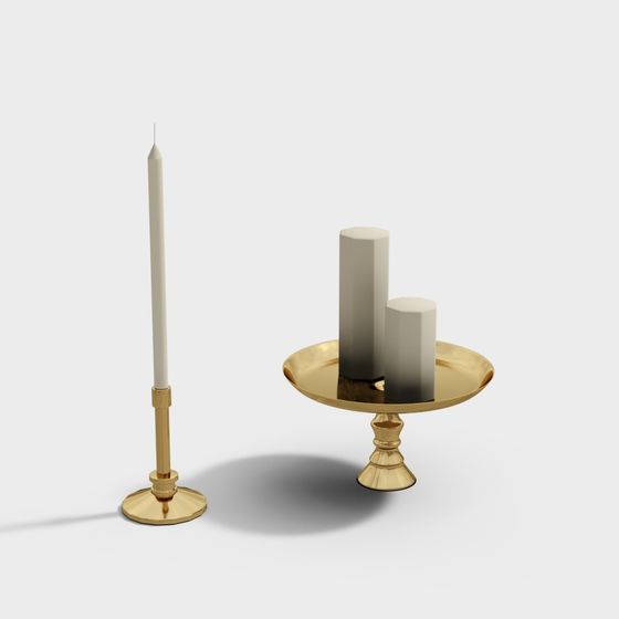 Elegant Low-Poly Candle Holder Set 3D model